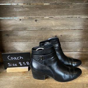 Womens Coach Patricia Black Leather Ankle Boots Booties Size 8.5 B GUC‎